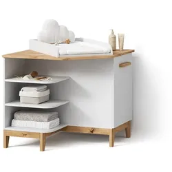 WICKELKOMMODE Mailo Weiß/Artisan mit Tür