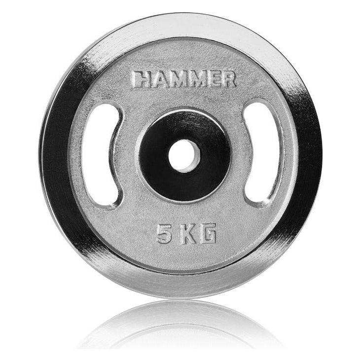 Hammer Fitness Hantelscheibe 30 mm 5 kg chrom (1 x 5 kg) (17013)