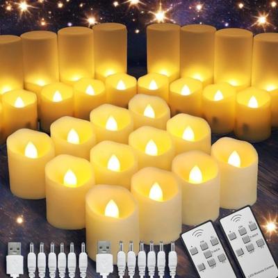 Inspired Living USB Rechargeable LED Votive Candles 6 Piece Set With Remote Timer For Wedding Table Decor 6pcs