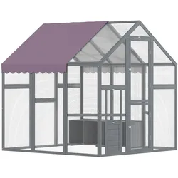 PawHut Hühnerstall Freilaufgehege 1,68x1,83x1,82 m Freigehege mit Schloss Tannenholz