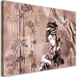 WANDBILD geisha und bambus