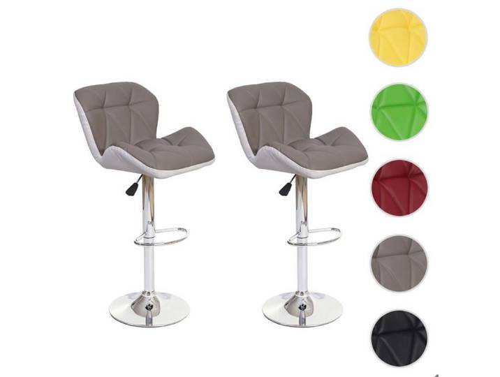 2x Tabouret de bar MCW-A92 similicuir couleur taupe