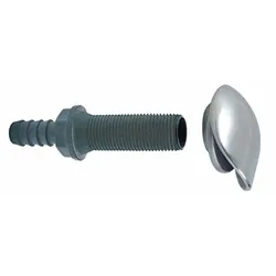 Wasserauslass mit Edelstahlkappe, A4/Nylon, 96,5mm, für Schlauch 19mm