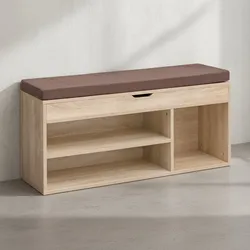 KADIMA DESIGN Garderobenbank mit Stauraum: Sitzkomfort, Funktionalität, Braun Stoffbezug, Viel Stauraum, Melaminharzbeschichtung