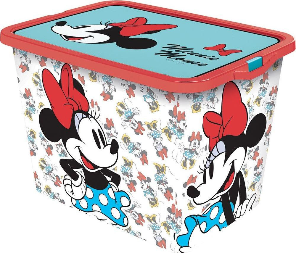 Stor Opbergbox Minnie Mouse met deksel, wit/rood, 23 liter