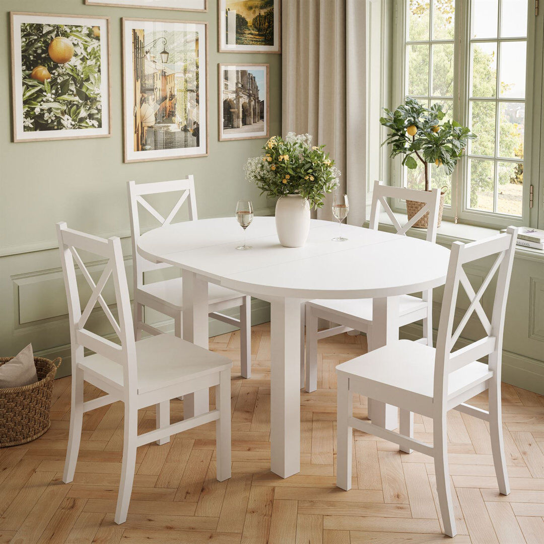 Rebrilliant 4 -Person Extendable Dining Set White Extendable Dining Table