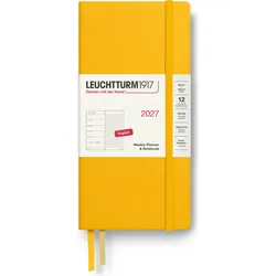 Leuchtturm 1917 Wochenplaner mit Notizbuch gepunktet Hardcover 2027 EN B6+ x A6, gelb