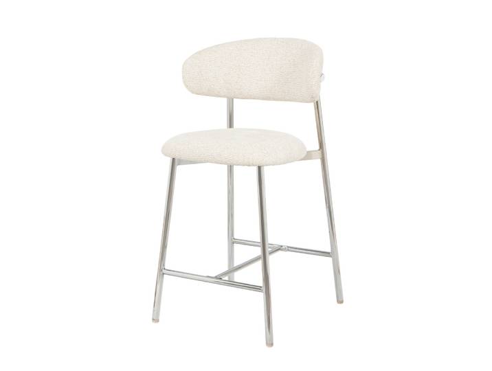 Amadeus - Tabouret De Bar Curve Assise 65 Cm En Bouclette Beige (lot De 2)