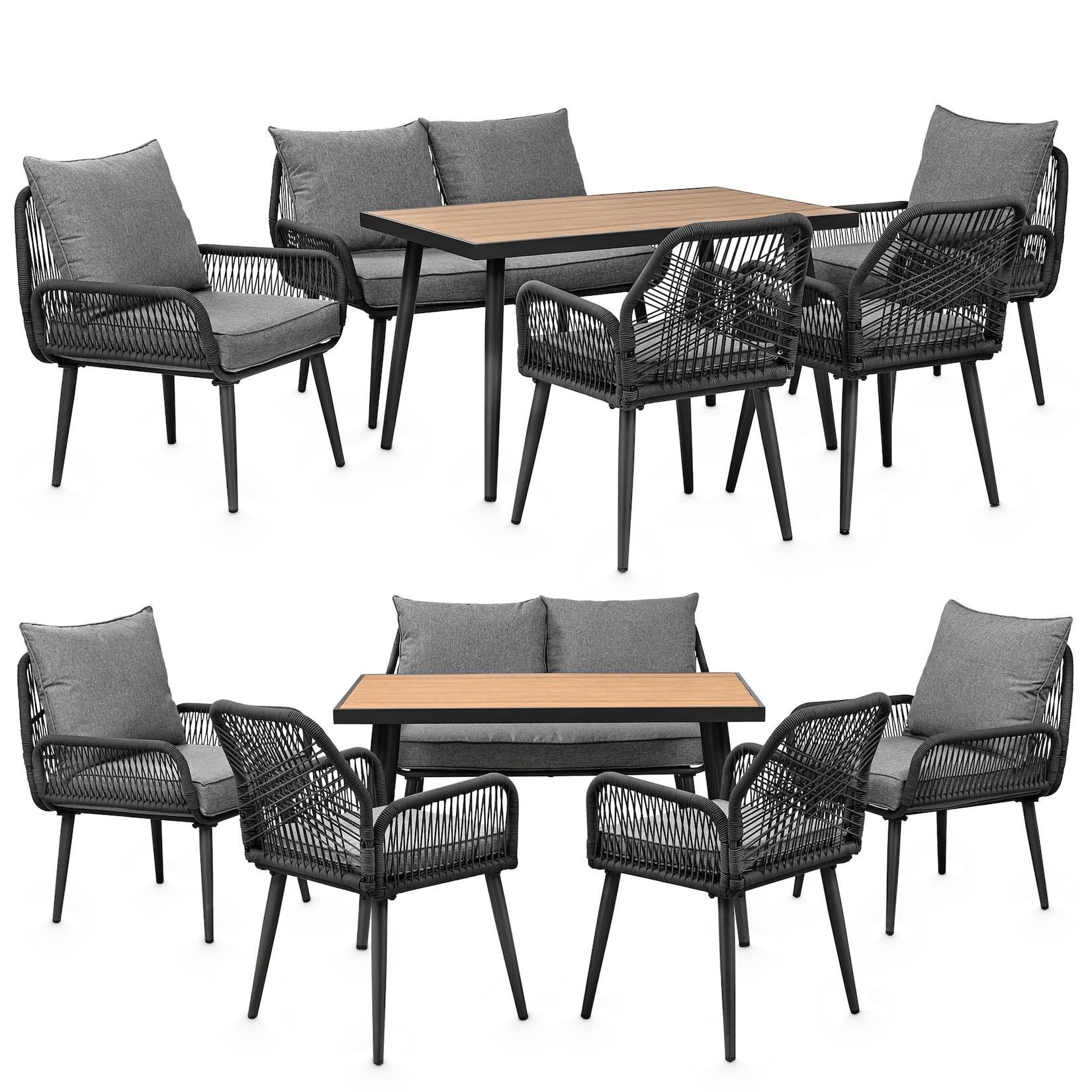 Swing&Harmonie Gartenmöbel Lounge-Set „Sienna“ für 6 Personen - anthrazit/grau