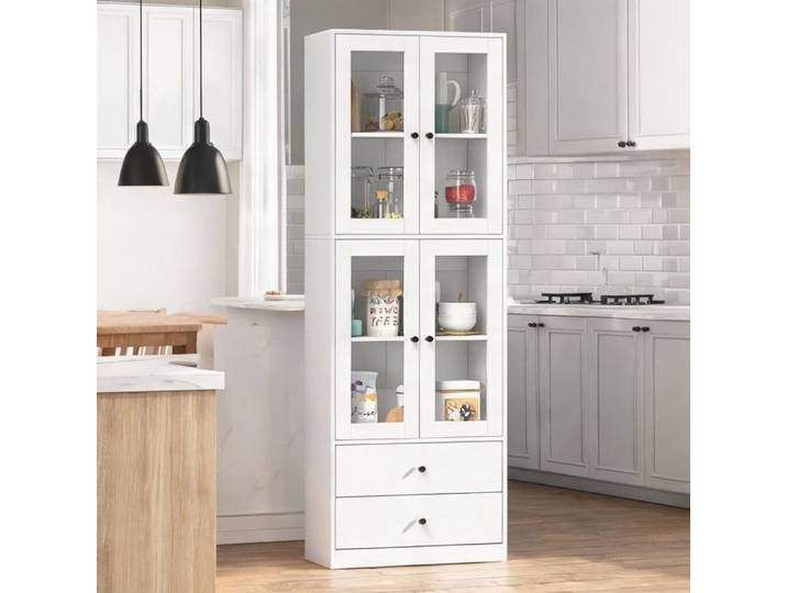 Buffet Bahut Enfilade en Panneau de particules Blanc 59 x 30 x 170 cm