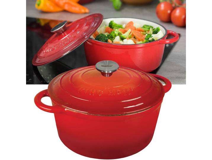 Gusseiserner Topf, rot, Ø 21 cm, 2,4L