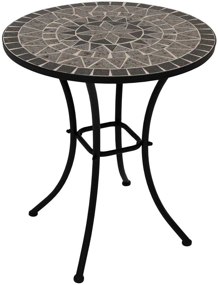 Pharao24.de Runder Outdoor Bistro Tisch im Retrostil Keramikplatte