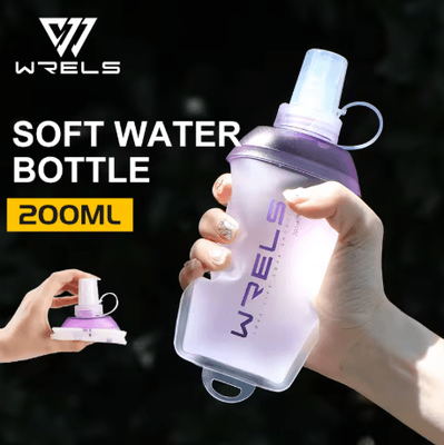 Inspire Picks WRELS Soft Flask Water Bottle BPA Free Folding TPU Sports Bottle With Large Diameter Lightweight purple 200ml