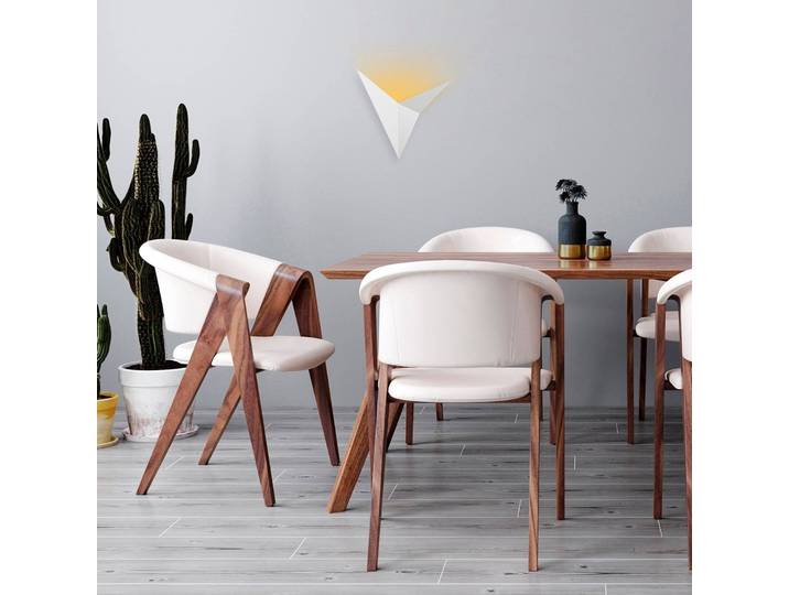 Wandlfluter Bird 3202, dreieckig gestaltet, weiß Opviq, dimmbar, weiß / opal, für Wohn- / Esszimmer, Metall, Modern