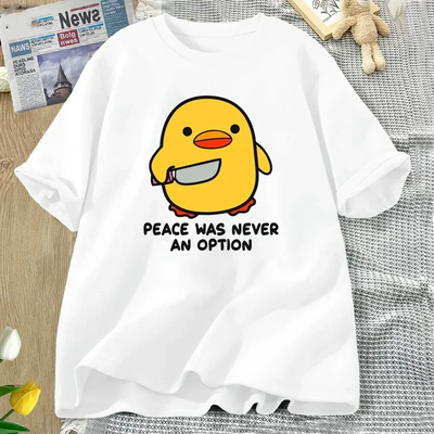 Lush Living Finds Peace Was Never An Option Funny Goose Graphic T Shirt Cute Casual Summer Tee For Women white l