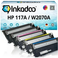 Inkadoo, Toner, Multipack kompatibel zu HP W2070A / 117A XL enthält 5x Toner