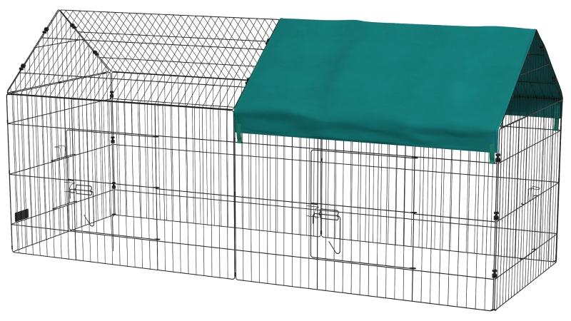 Kleines Tiergehege, 220x85x103 cm, Grün, Schwarz - Wetterbeständiger Stahl, Polyester