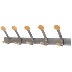 Alba, Kleiderhaken + Wandgarderobe, Garderobenständer, 5 Kleiderhaken, grau, Metall/Holz