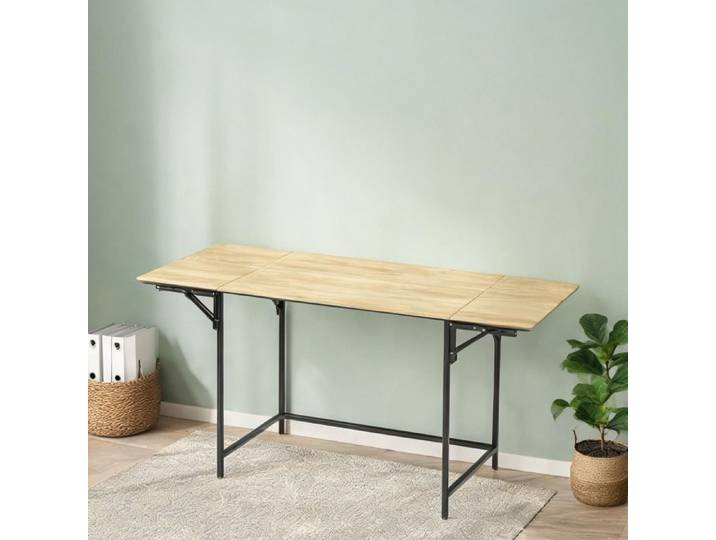 Bureau pliant extensible chêne et métal noir longueur réglable 100-170 cm design contemporain pour bureau à domicile