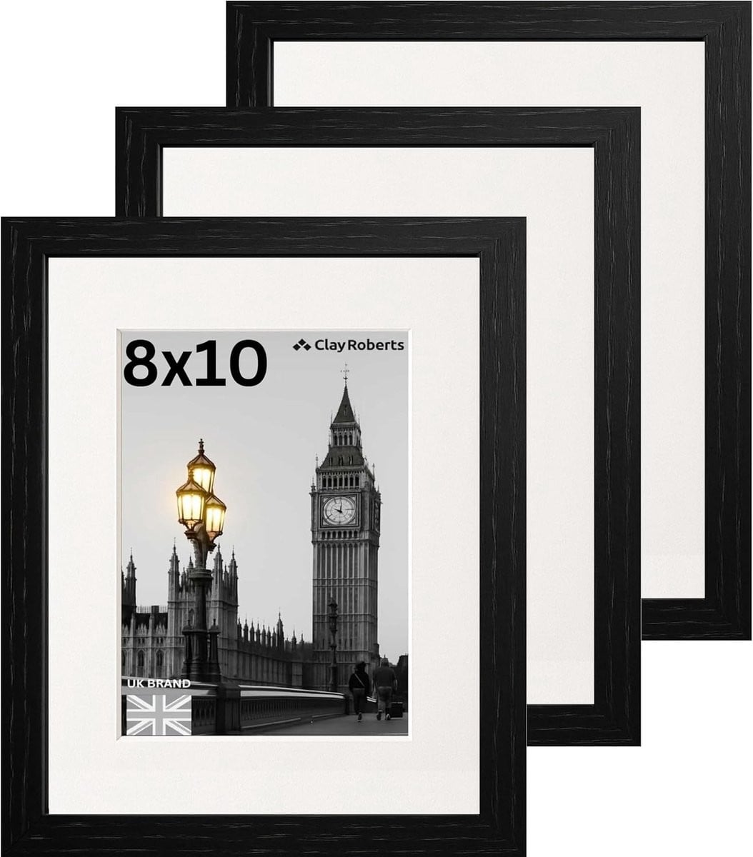 Set van 3 zwarte fotolijsten, 20 x 25 cm