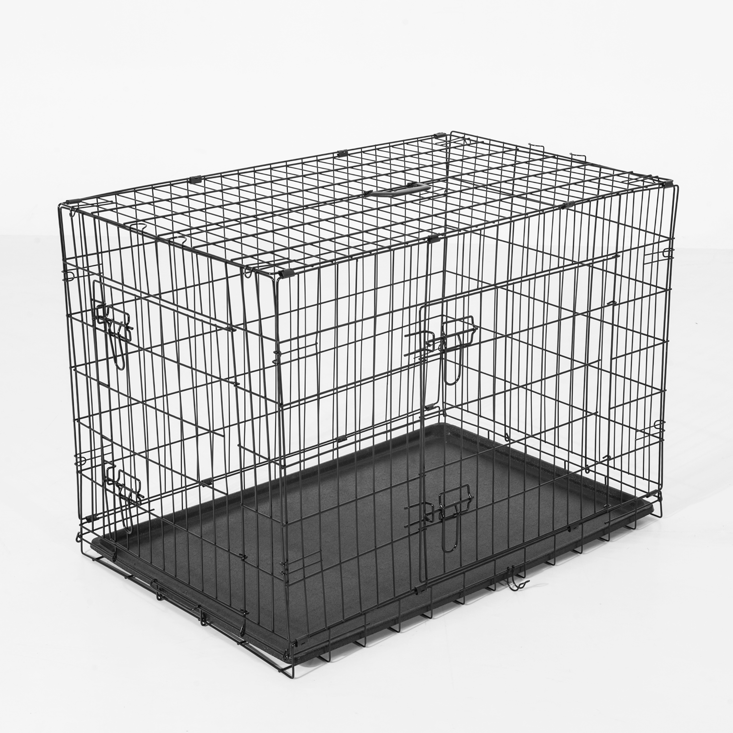 Pawhut Gabbia Trasportino in Acciaio per Animali Pieghevole, 106×71×76cm, Nero