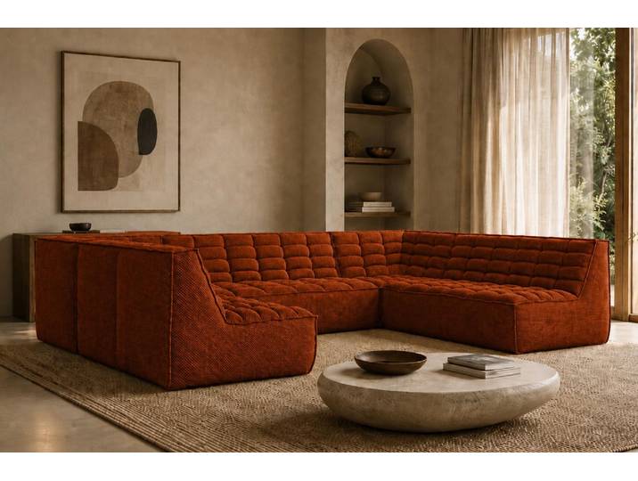 Kaiser Möbel Ecksofa U XL Modulares U-Form, Plüschstoff Pop, Kupfer, LAZY U XL