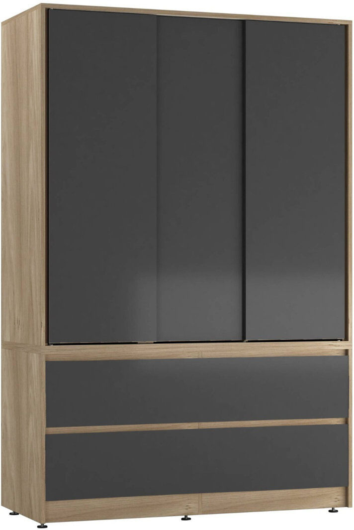17 Stories Manufactured Wood Wardrobe Oak/Black 120cm W X 51.5cm D