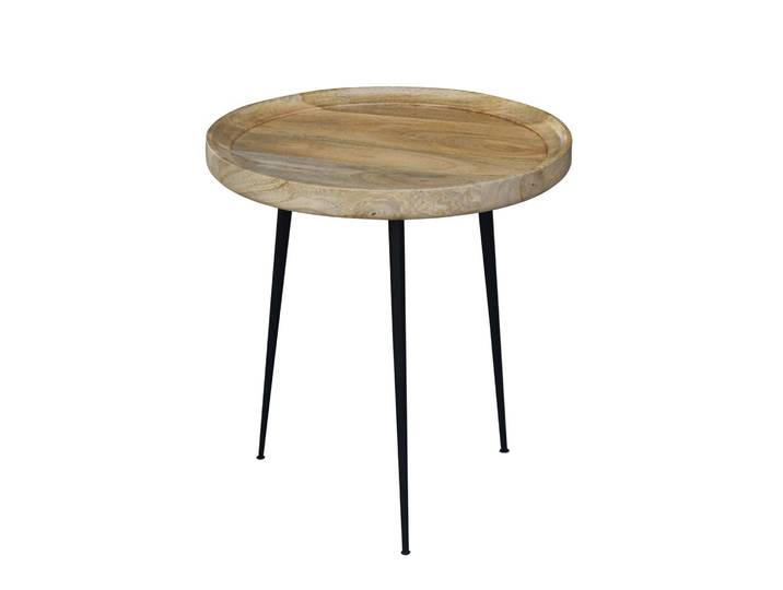 Beistelltisch Holz GIBSON rund 46 x 52 cm natur/schwarz