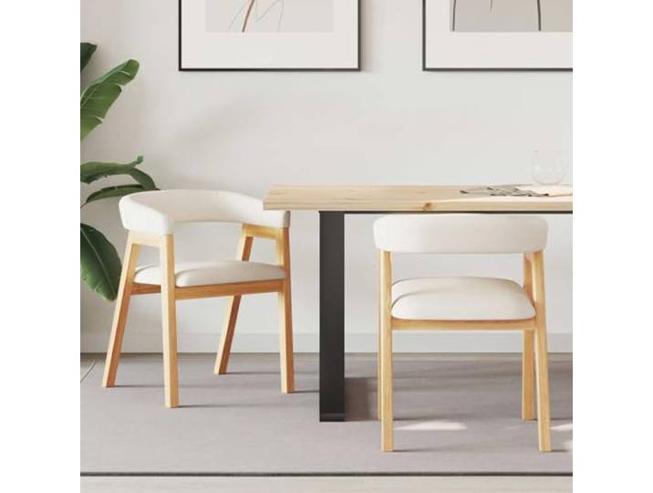 Esszimmerstühle 2er Set Massives Gummiholz Natur 54x57x73 cm mit Armlehnen Massivholz Kautschukbaum, gepolsterte Armlehnen, Quadratbeine, pflegeleichte Oberfläche, moderne Optik