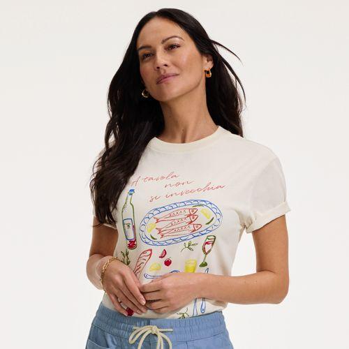 Grafik-Shirt für Damen, Damen, size: regular, Elfenbein, Baumwolle, by Lands' End