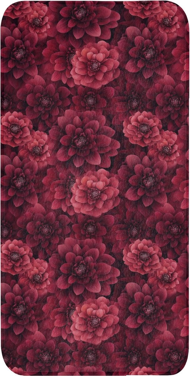 Antislip badmat met rode dahlia bloemen - 60 x 120 cm