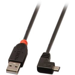 LINDY USB-Kabel USB 2.0 USB-A Stecker, USB-Micro-B Stecker 0.50 m Schwarz 90° nach rechts gewinkelt 31975