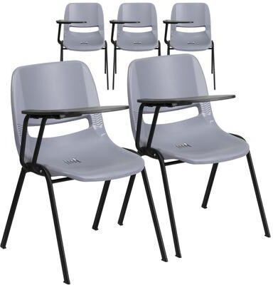 5 Pack Ergonomic Shell Chair with Right Handed Flip-Up Tablet Arm