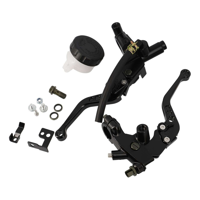 1Tek Tuning Maître cylindre de frein noir réservoir plastique avec levier d'embr