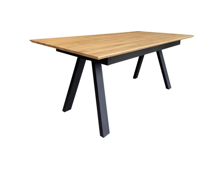 P & B Esstisch, Braun, Holz, Wildeiche, massiv, rechteckig, Stativgestell, 100x75x180 cm, ausziehbar, Esszimmer, Tische, Esstische, Esstische ausziehbar