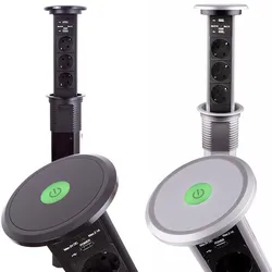 LIFT BOX Möbelsteckdose Automatisch mit USB C Farbe Aluminium