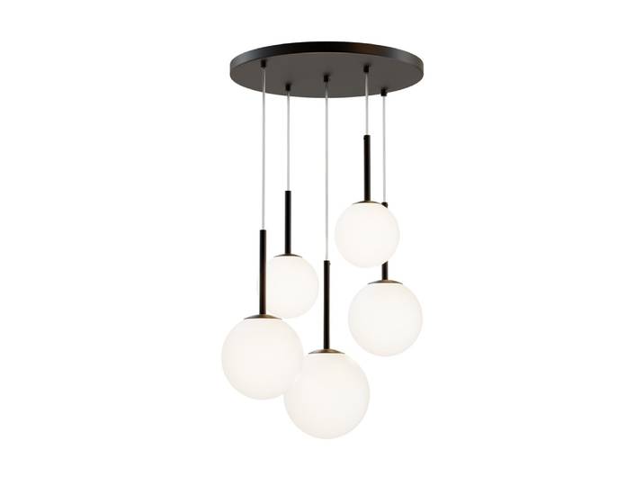 Suspension\, métal verre\, noir\, D 45 cm