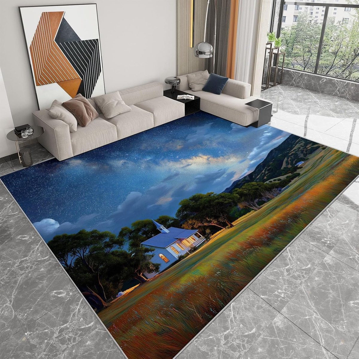 Veelkleurig Vloerkleed met Abstracte Architectuur Fotografie - Polyester - 120 x 170 cm