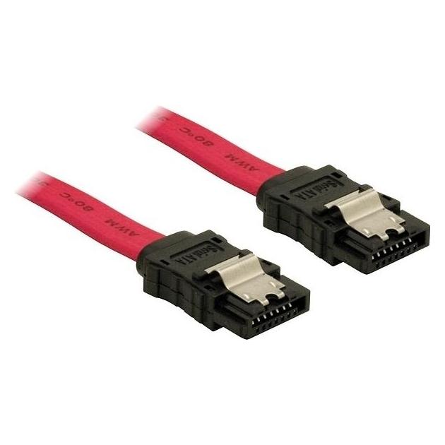 Delock SATA Kabel 70cm gerade/gerade Metall rot (70 cm, SATA) (84301)