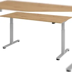 bümö elektrisch höhenverstellbarer Schreibtisch Asteiche 180x80 cm - Schreibtisch höhenverstellbar elektrisch, elektrischer Schreibtisch & Gaming
