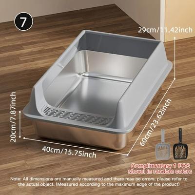 Uplift Picks Stainless Steel Semi Enclosed Cat Litter Box Splash Proof Leak Proof Tray For Large Cats 06