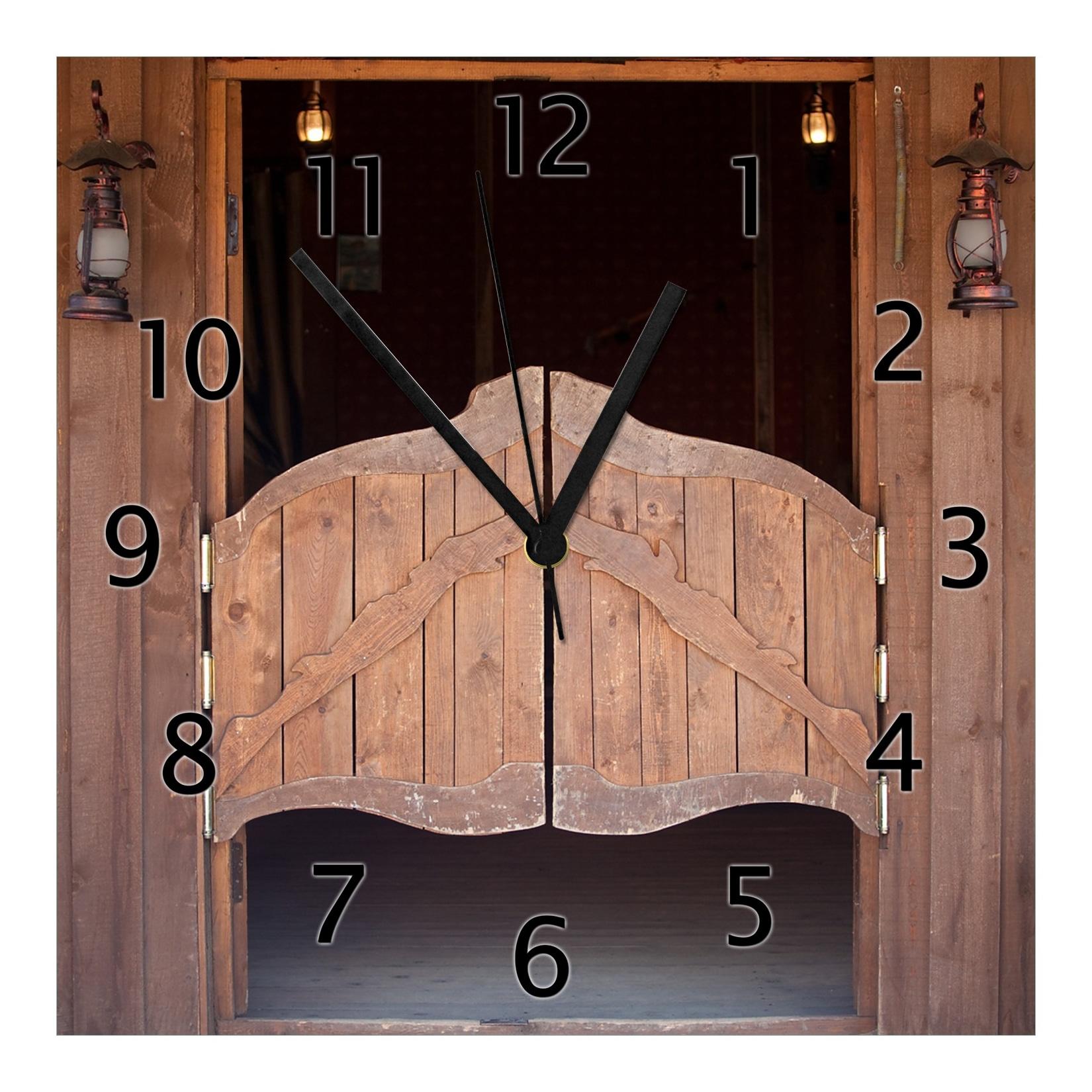 Wallario Uhr 30 x 60 cm, weiße Zeiger Saloontür