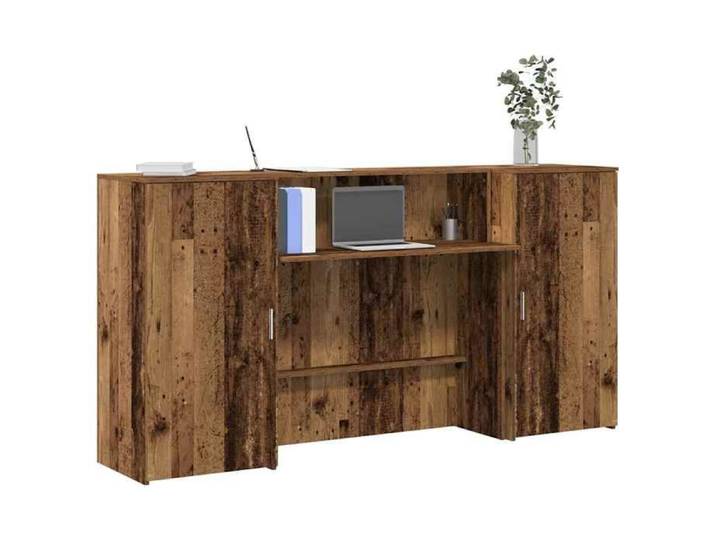 Bureau de réception vieux bois 200x50x103 5cm bois d'ingénierie comptoir de réception réception de salon comptoir 3324221