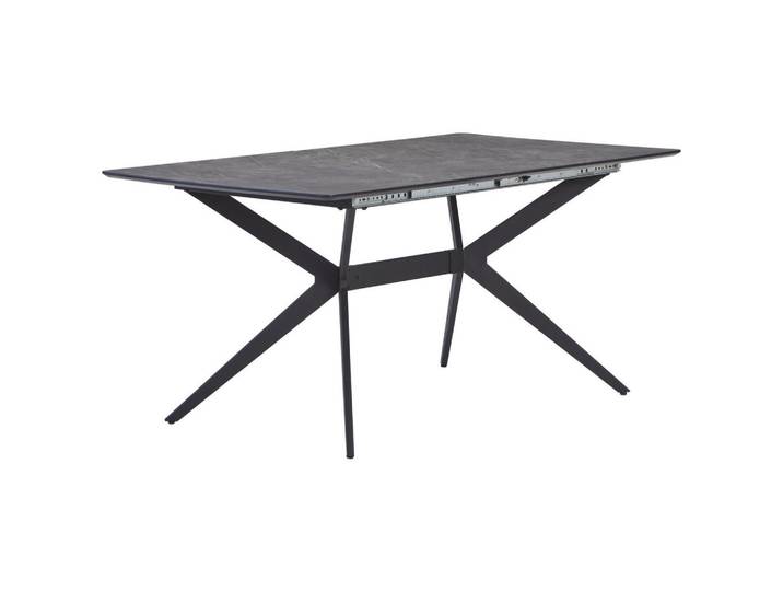 Mid.you Esstisch, Grau, Schwarz, Metall, rechteckig, eckig, 90x75x160 cm, ausziehbar, Esszimmer, Tische, Esstische, Esstische ausziehbar