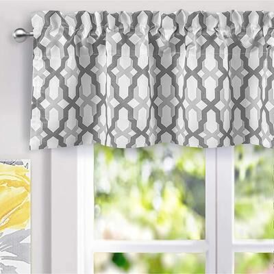 "DriftAway Mason Geometric Trellis Pattern Window Curtain Valance Rod Pocket - 52"" width x 14 "" length - 52"" width x 14 "" length"