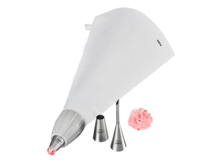 GEFU Spritzbeutel-Set Decore, 5-tlg. Profi Baumwollbeutel & Edelstahltüllen