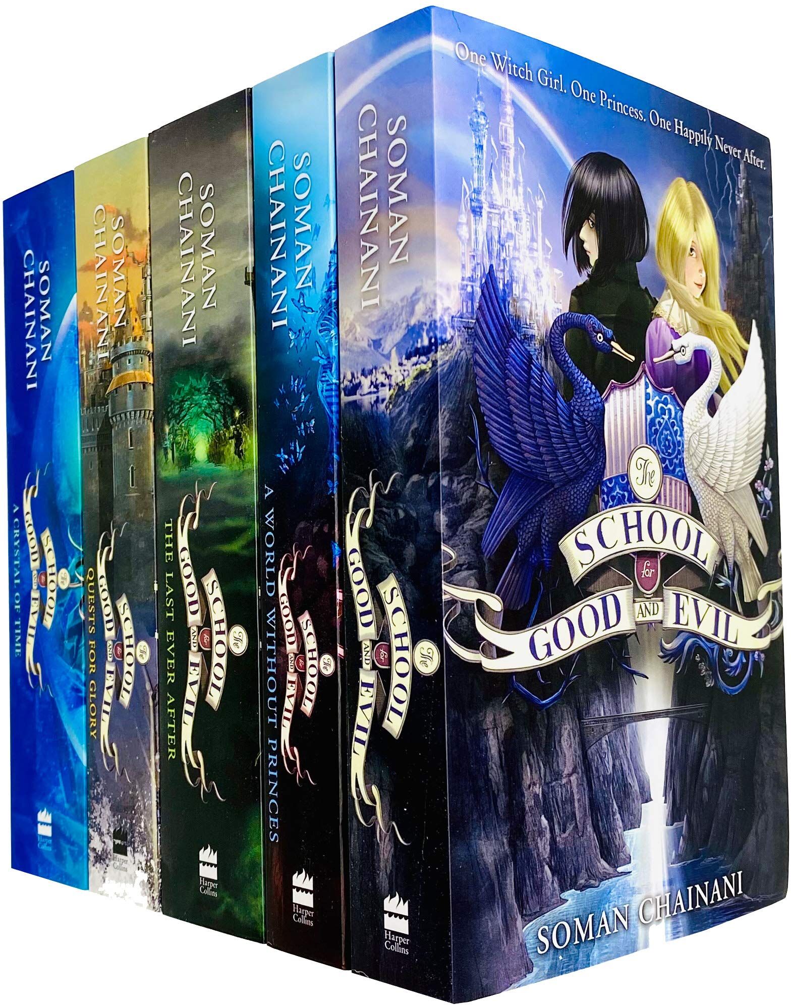 HarperCollins Children's Books The School for Good and Evil Series Books 1-5 Collection Set by Soman Chainani - Paperback - Young Adult Fantasy Ages 9-12