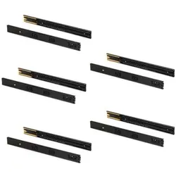 Emuca, Schubladenauszüge, Schubladenschienen Kugellager 45mm x 600mm Satz 5 Paar Vollauszug mit Dämpfer Schwarz
