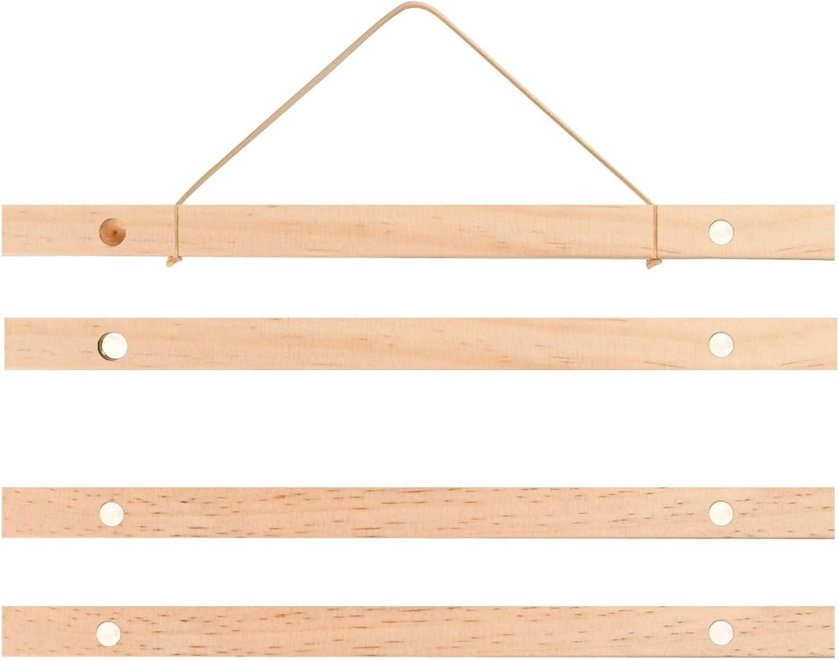 Magnetische posterhanger van grenenhout - 31 cm - Decoratieve posterrail voor aan de muur