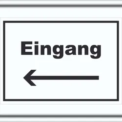 HB-Druck Eingang Schild mit Text und Richtungspfeil links Zugang Eintritt waagerecht A1 (594x841mm)